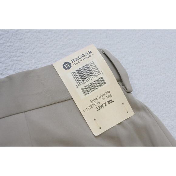 Haggar Dress Pants Classic Fit Performance Flex Beige Mens Size 32 x 30 NWT - Picture 8 of 8